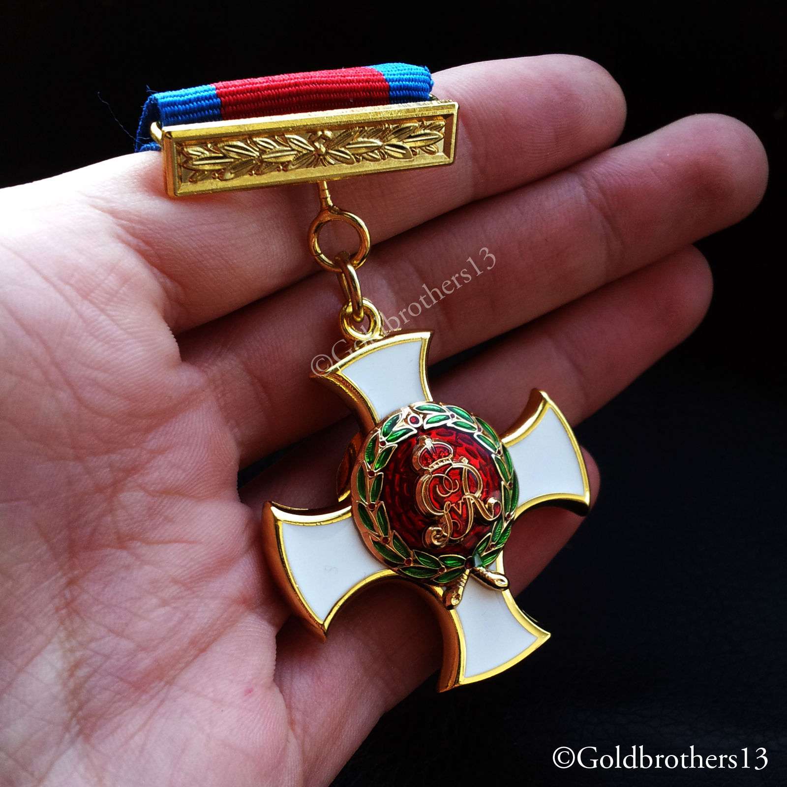 British medal: Military cross distinguished service order and Victoria cross medals set detail three